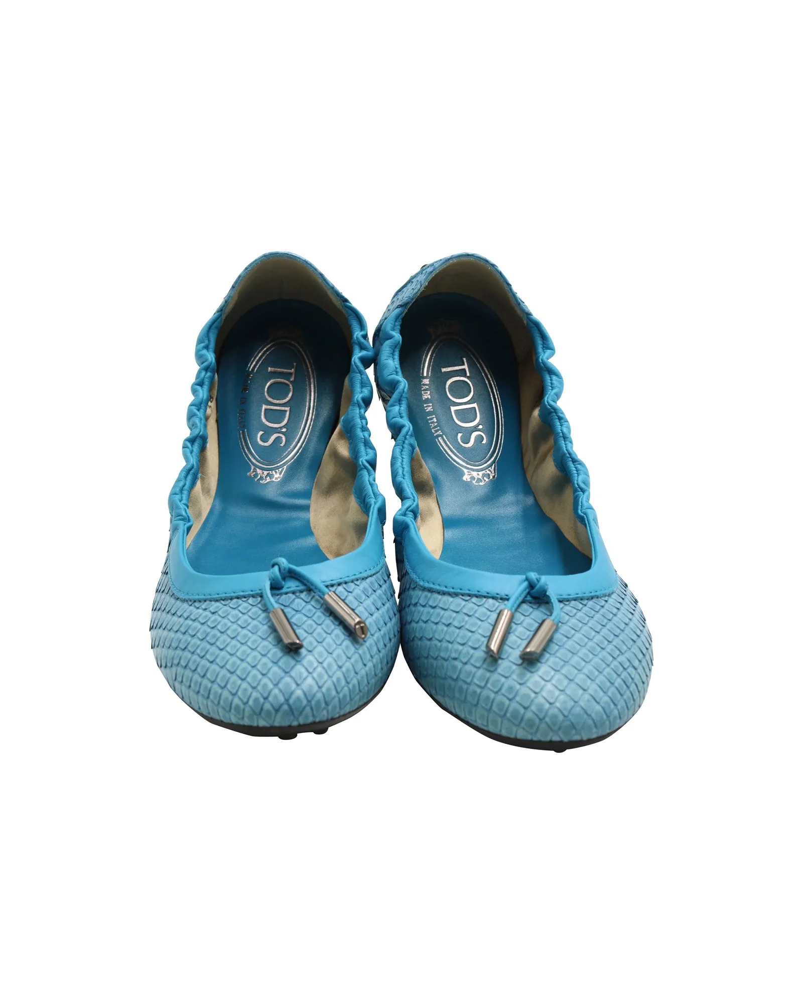 Tod's Ballerina Dee Laccetto Flats in Light Blue Leather