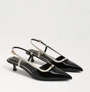 Toni Slingback Kitten Heel In Black/alpine White Patent