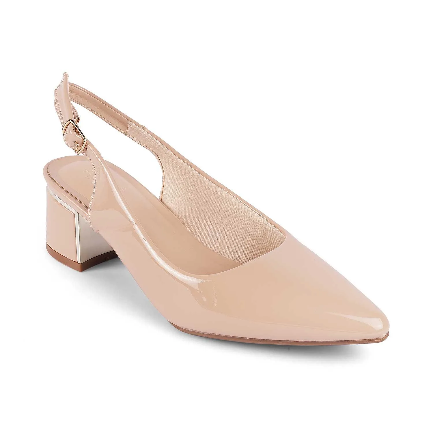 Tresmode Jane Beige Women's Dress Block Heel Slingback Pumps