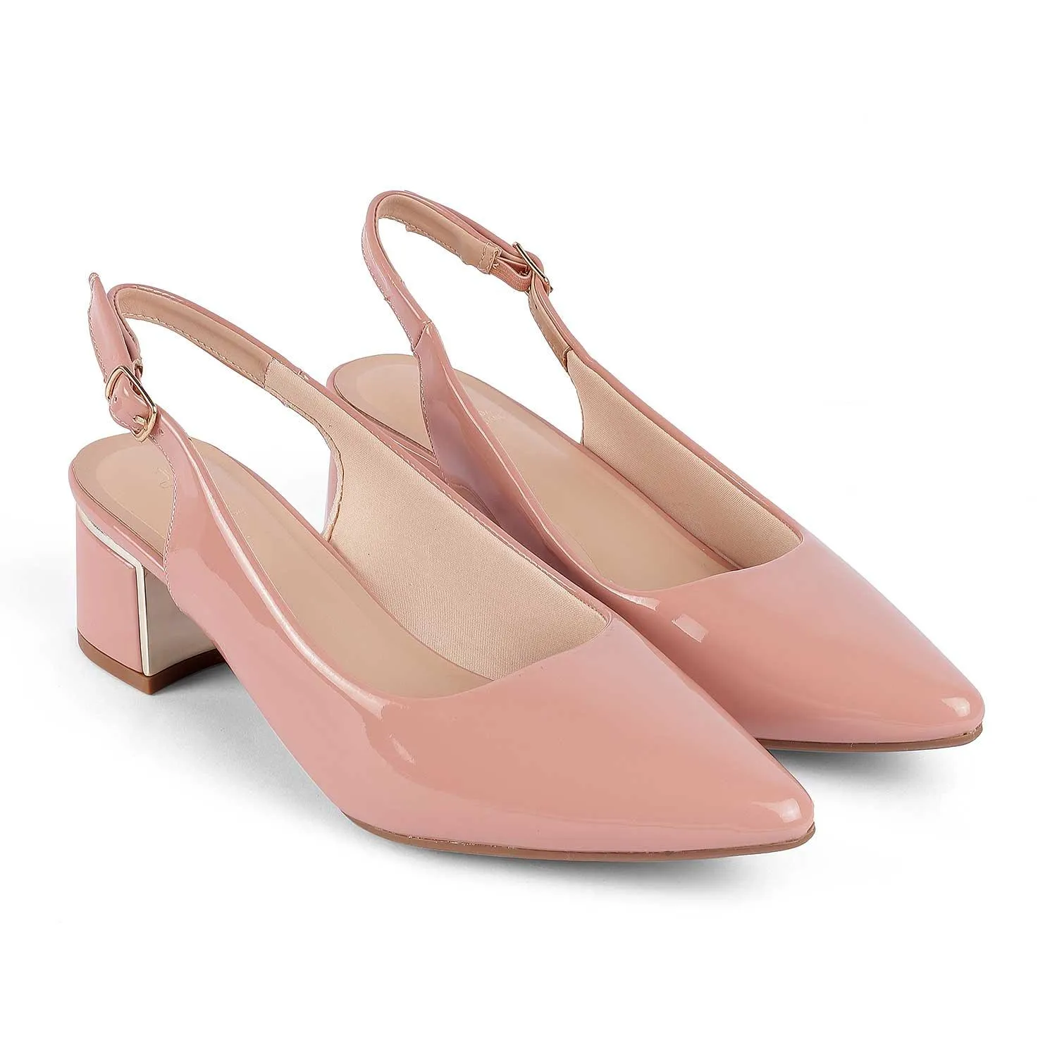Tresmode Jane Pink Women's Dress Block Heel Slingback Pumps
