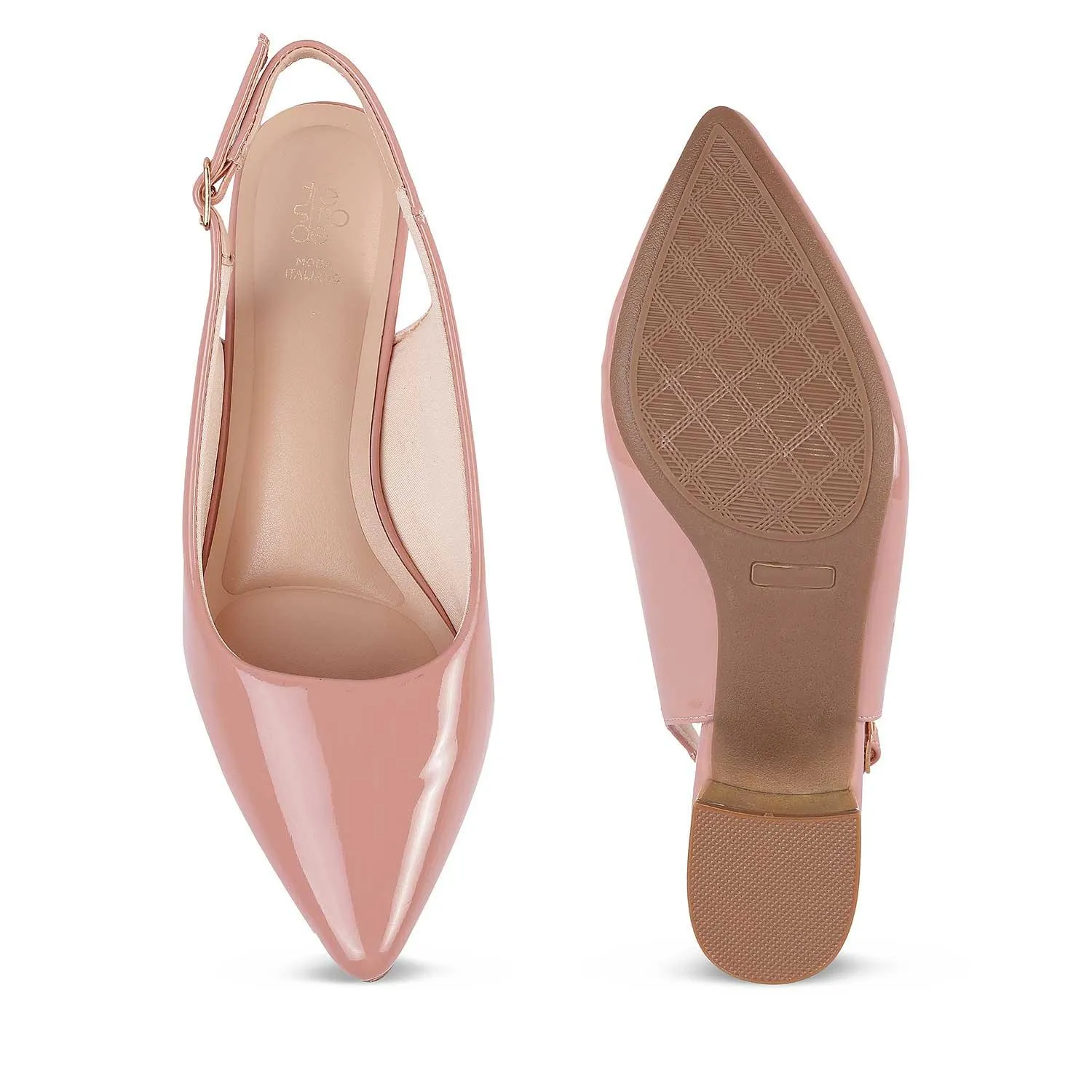 Tresmode Jane Pink Women's Dress Block Heel Slingback Pumps