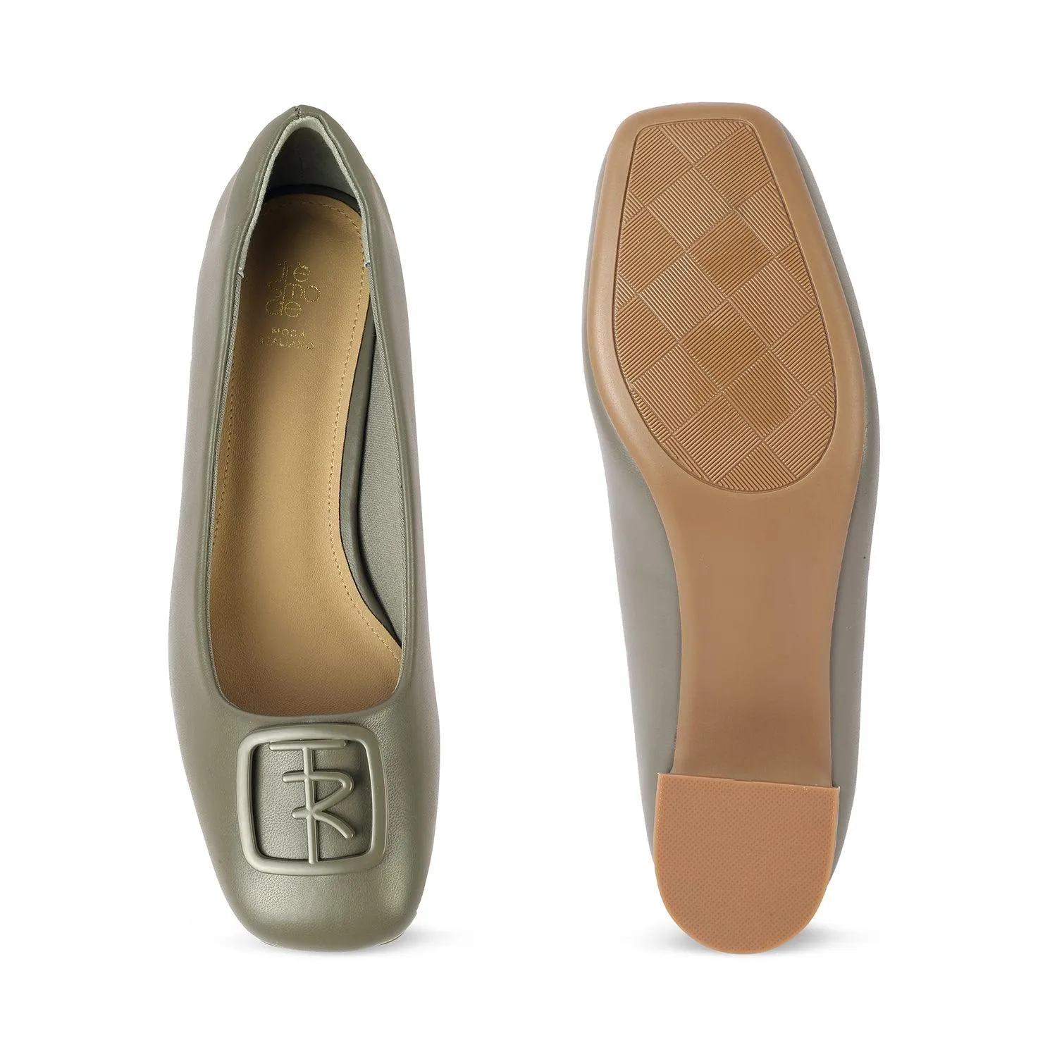 Tresmode Romio Green Women's Dress Block Heel Pumps