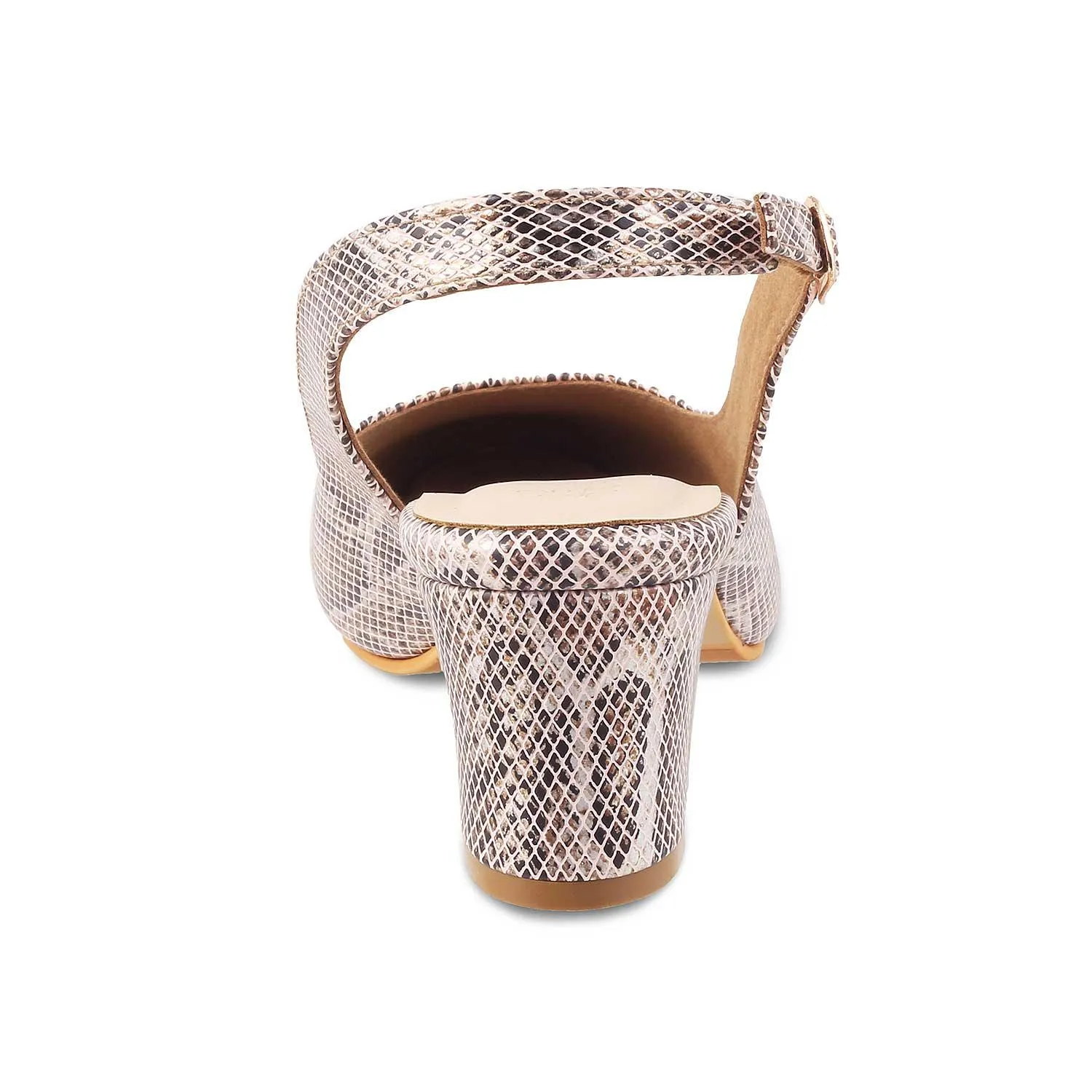 Tresmode Snump Champagne Women's Dress Slingback Block Heel Pumps