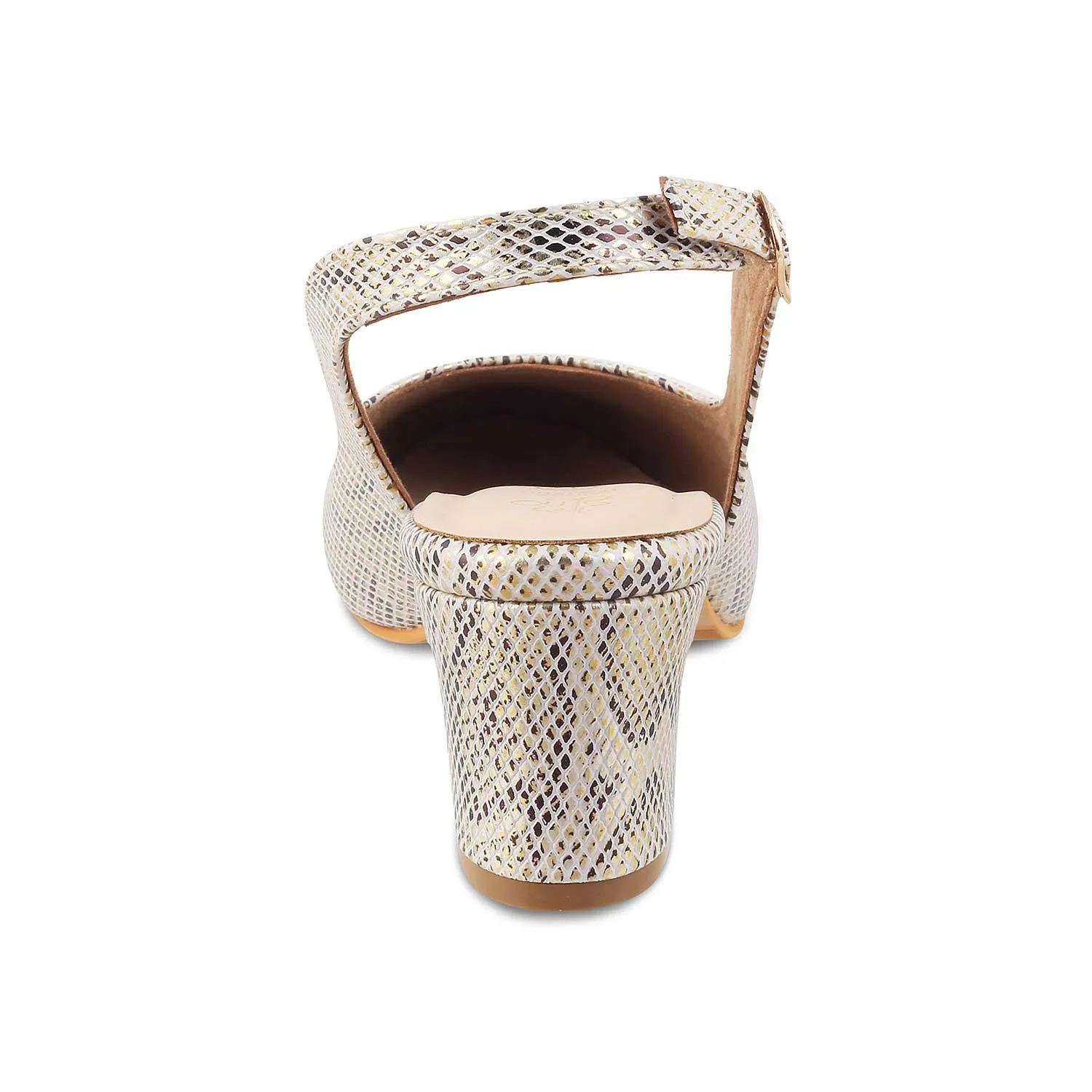 Tresmode Snump Gold Women's Dress Slingback Block Heel Pumps