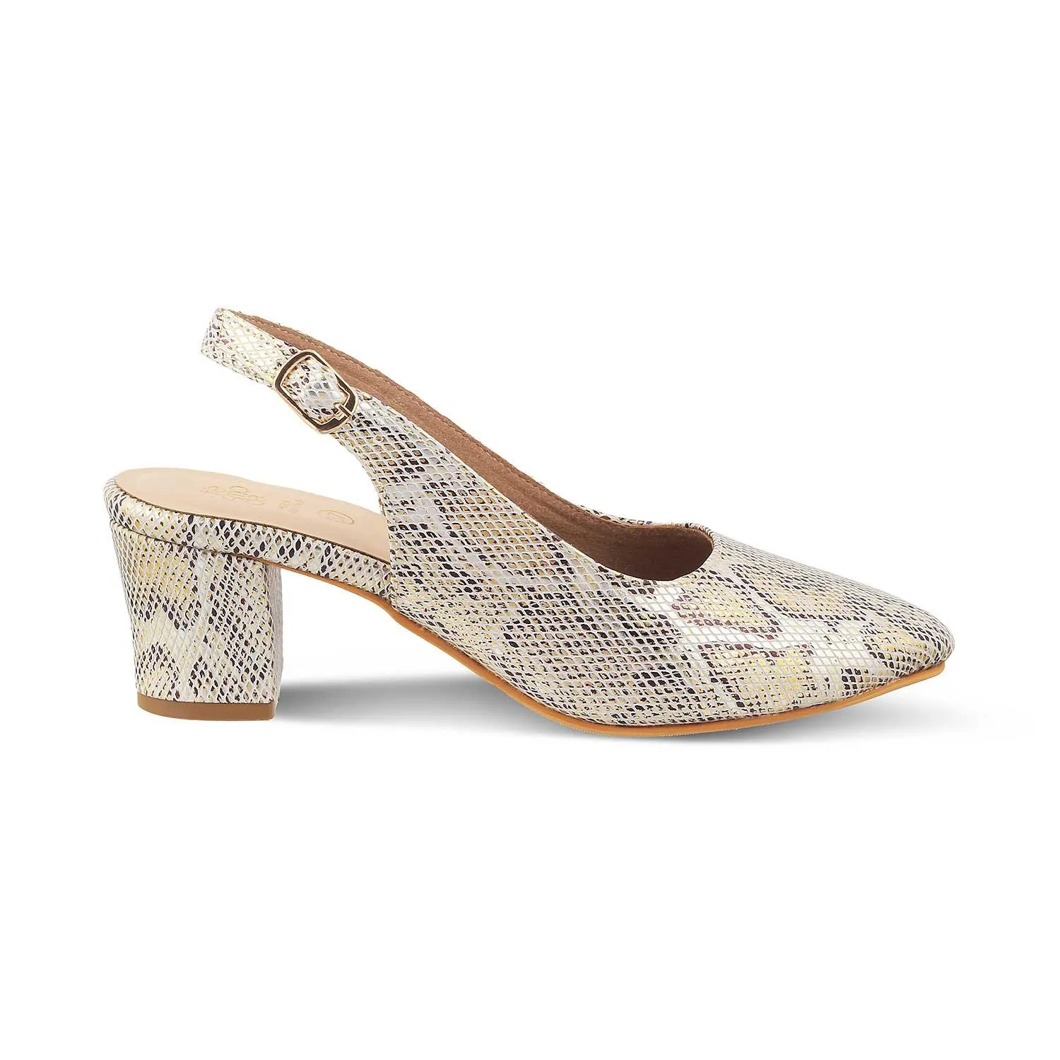 Tresmode Snump Gold Women's Dress Slingback Block Heel Pumps