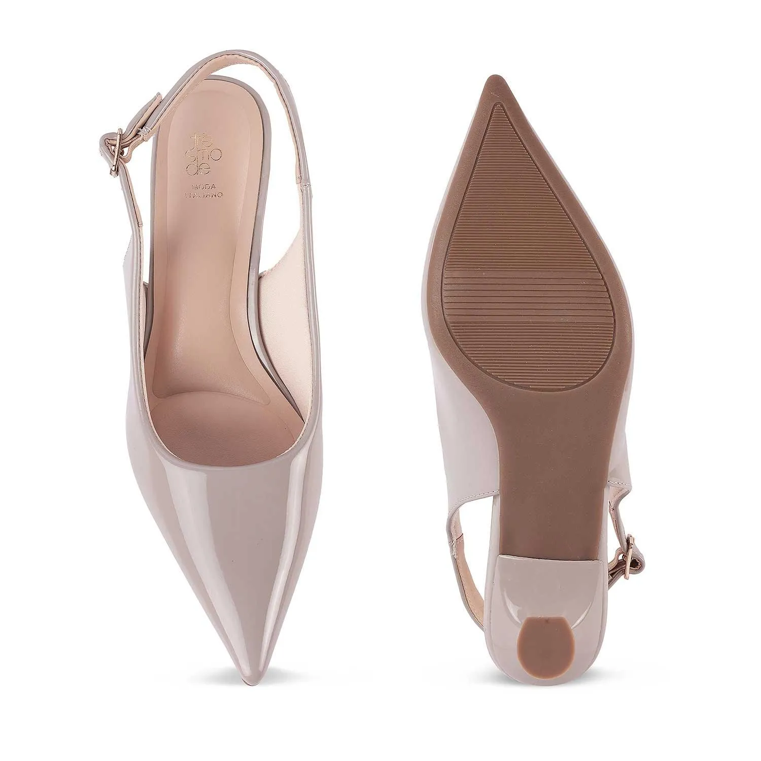 Tresmode Tokyo Grey Women's Dress Kitten Heel Slingback Pumps