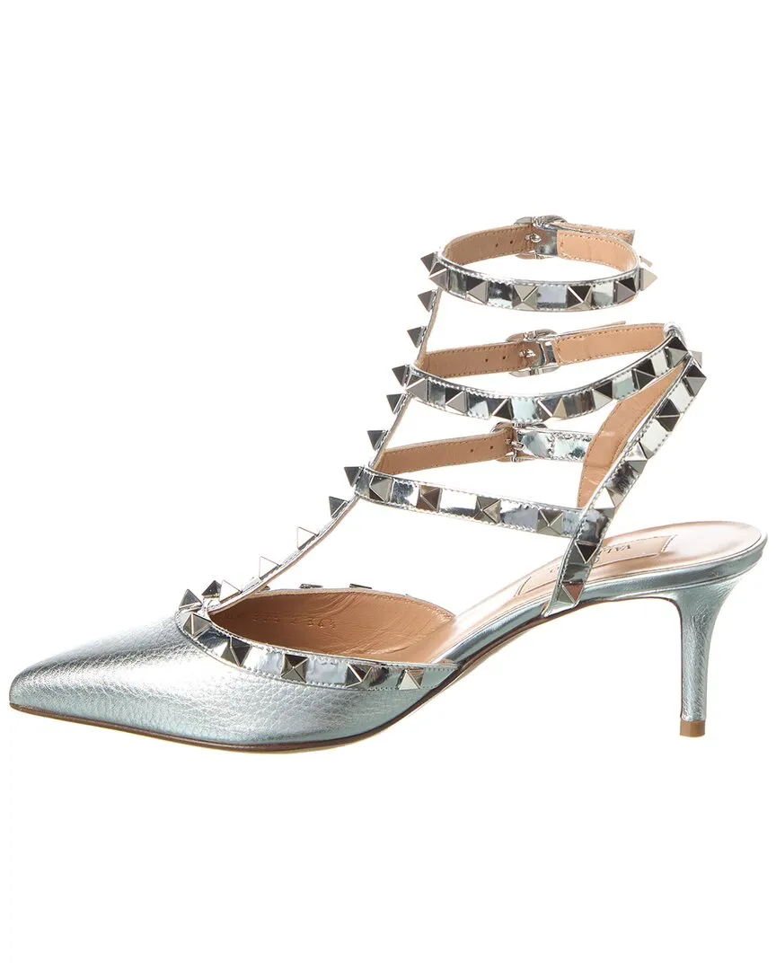 Valentino Rockstud Caged 65 Grainy Leather & Patent Pump