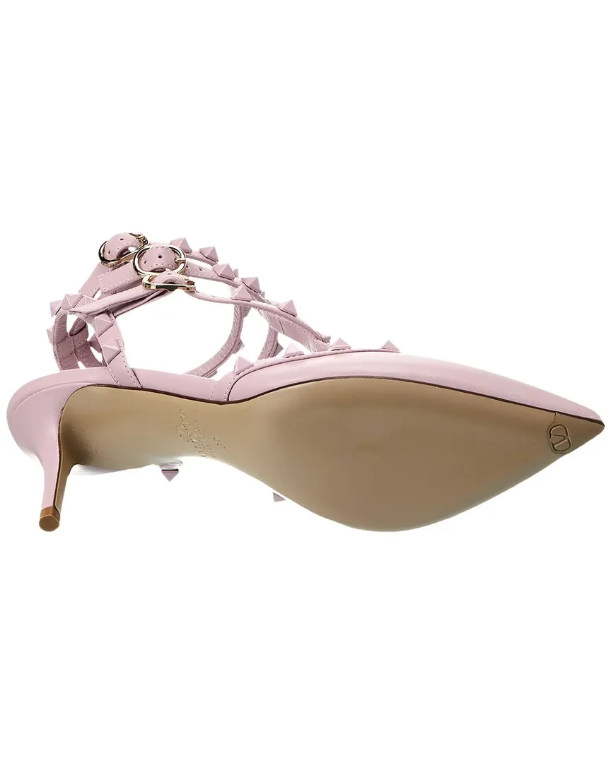 Valentino Rockstud Caged 65 Leather Ankle Strap Pump