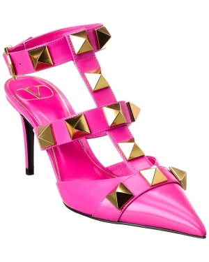 Valentino Roman Stud 80 Leather Ankle Strap Pump