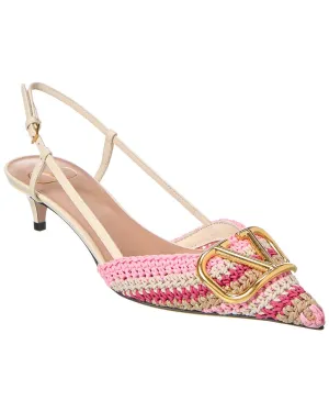 Valentino VLogo 40 Woven & Leather Slingback Pump