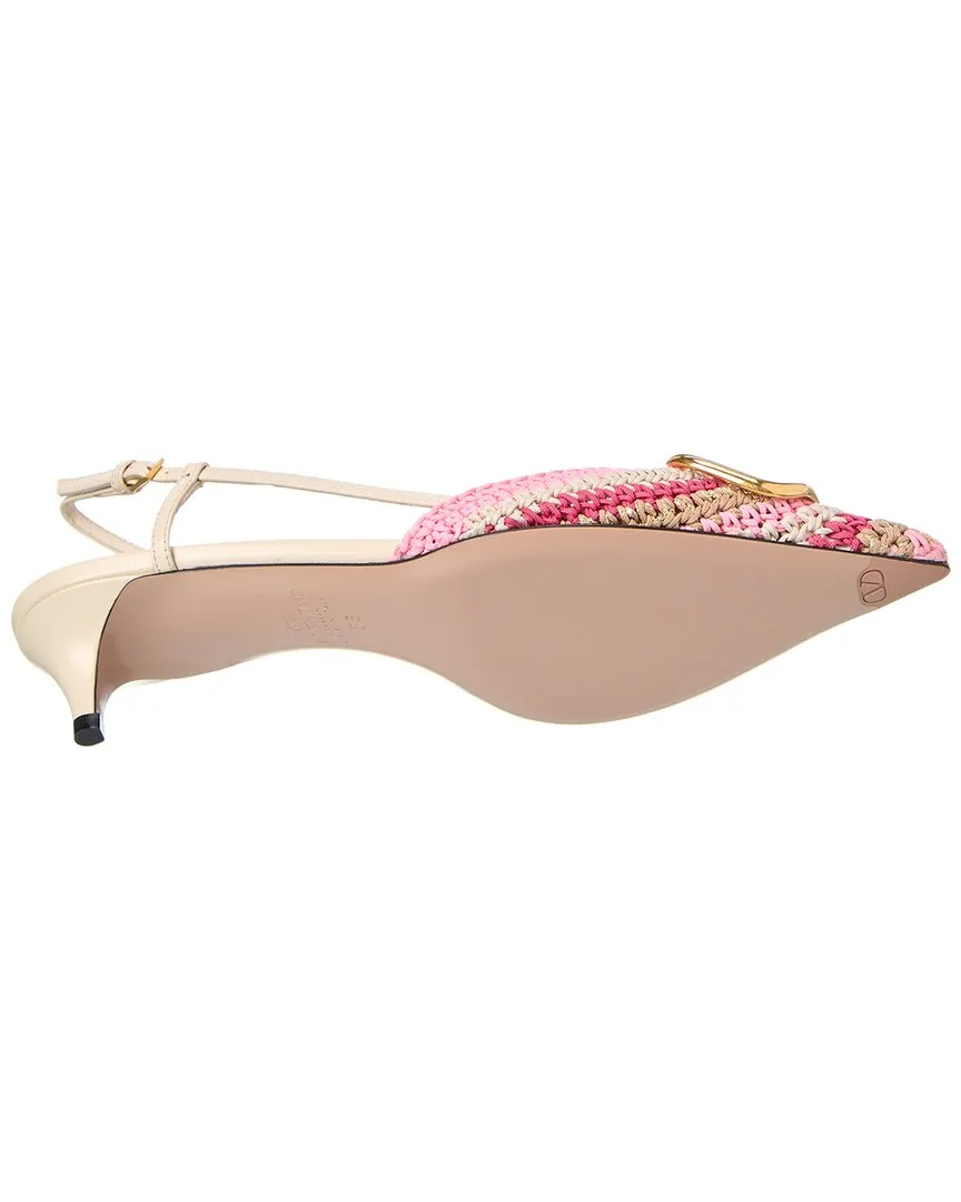 Valentino VLogo 40 Woven & Leather Slingback Pump