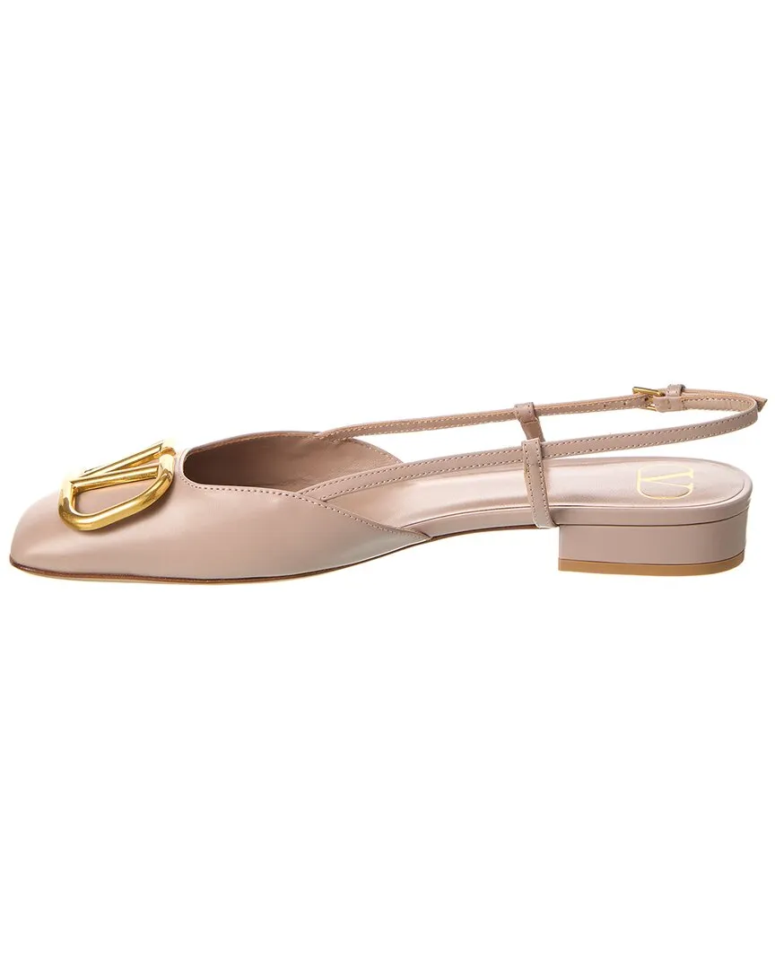 Valentino VLogo Leather Slingback Flat