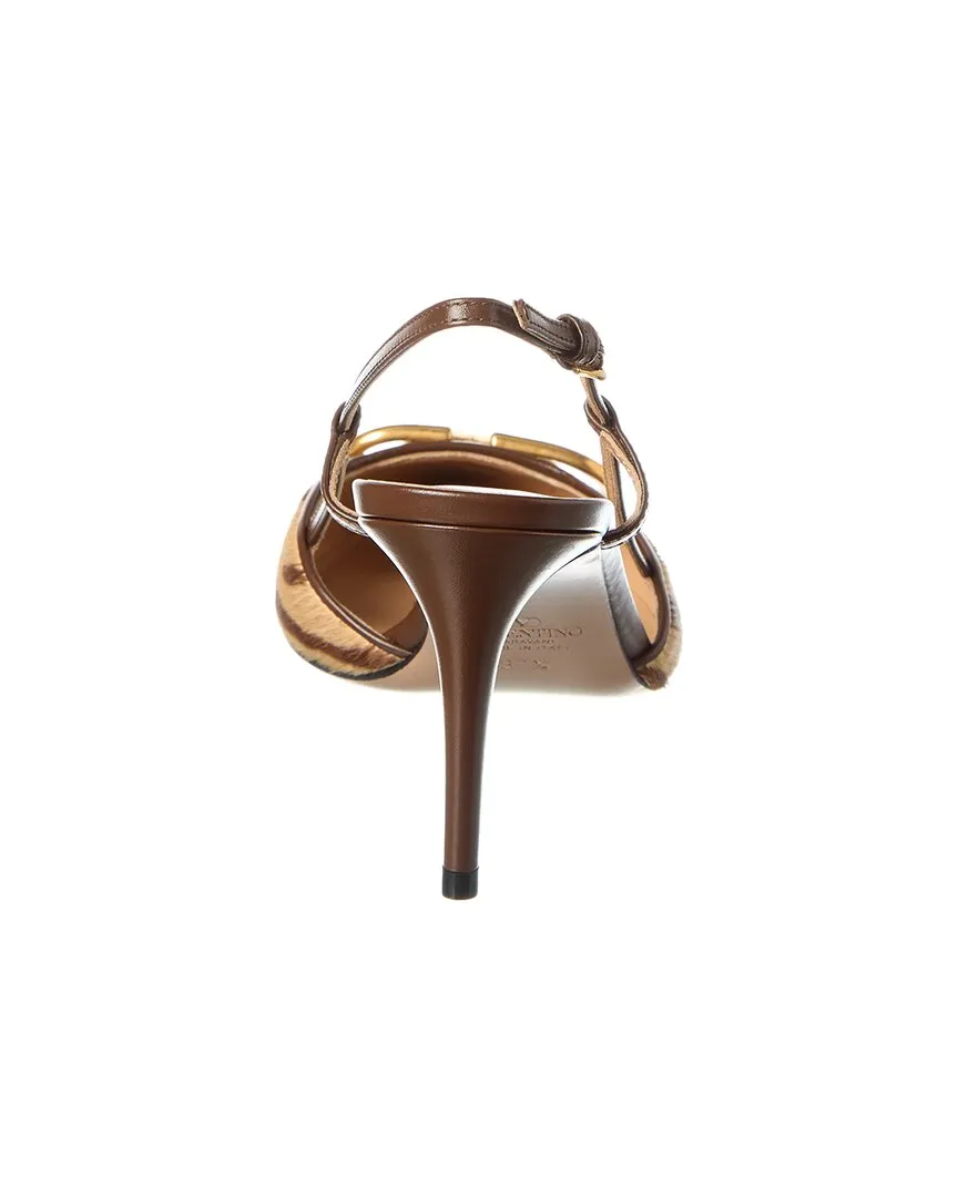Valentino VLogo Signature 80 Haircalf & Leather Slingback Pump