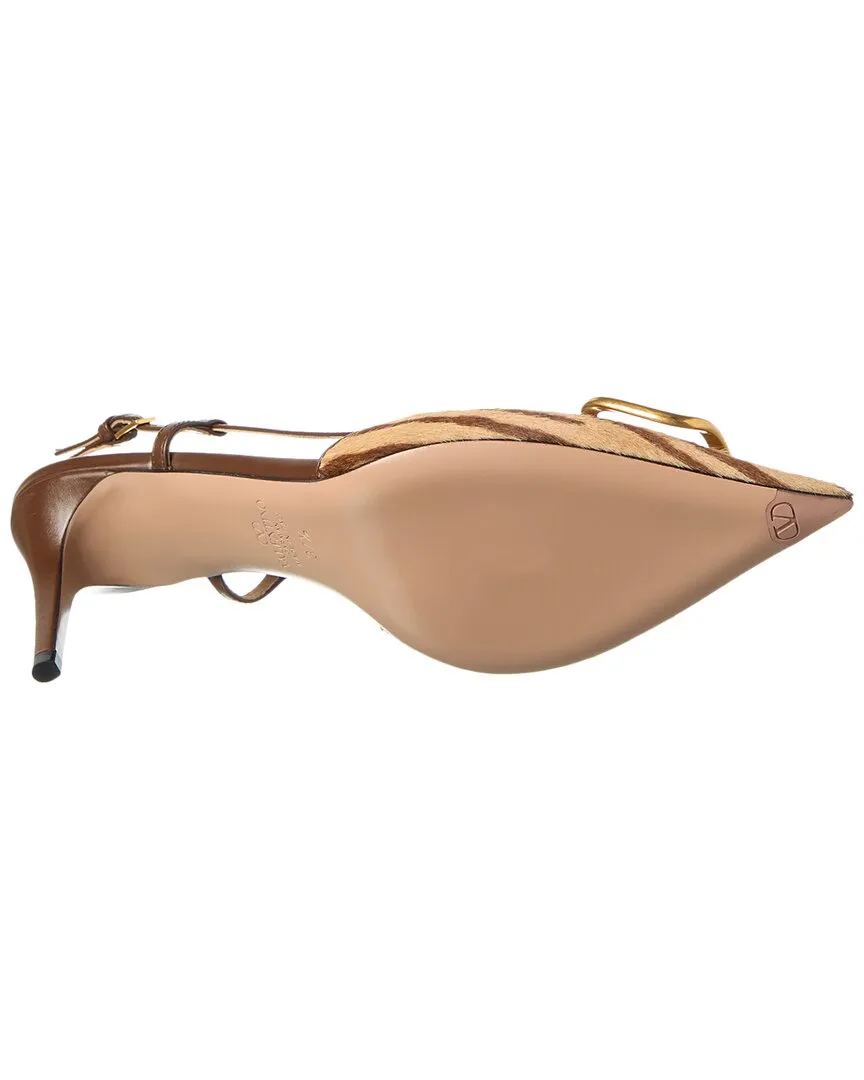 Valentino VLogo Signature 80 Haircalf & Leather Slingback Pump