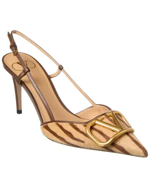 Valentino VLogo Signature 80 Haircalf & Leather Slingback Pump