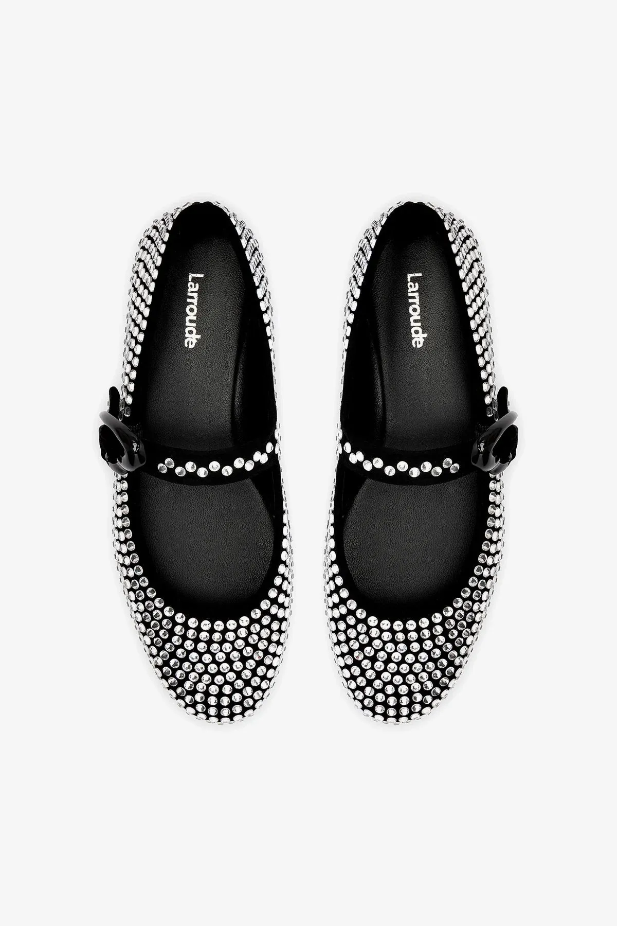 Verona Ballet Flat Crystal In Black Suede