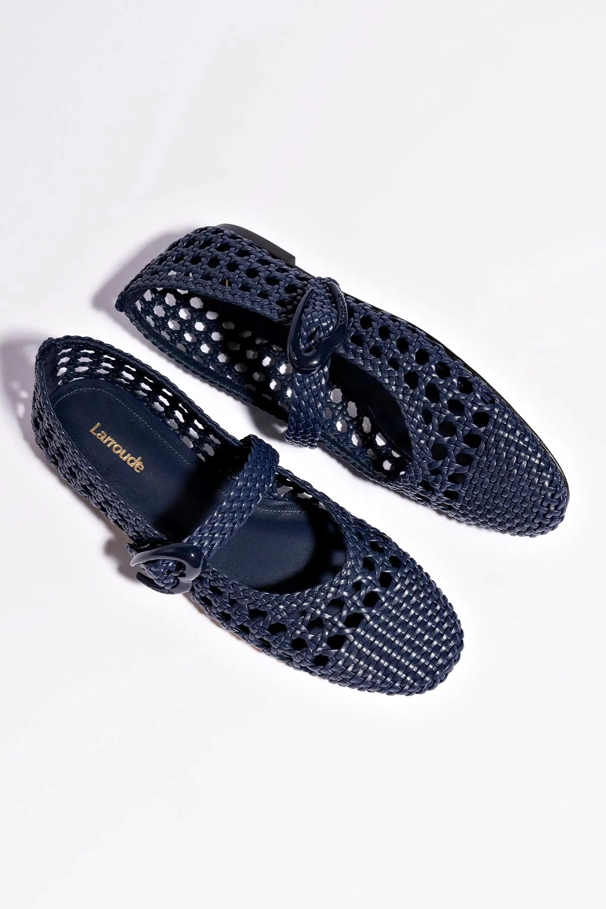Verona Macrame Ballet Flat In Navy Leather