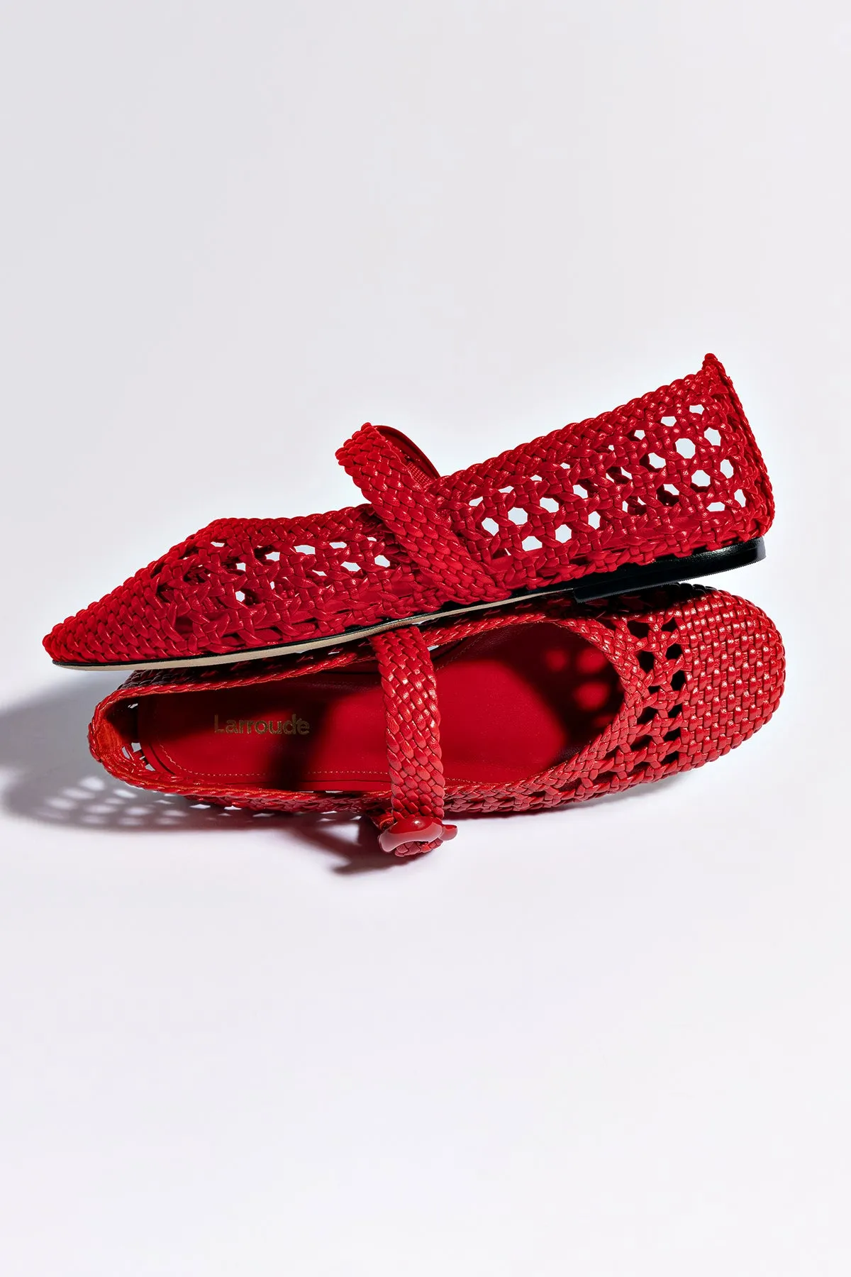 Verona Macrame Ballet Flat In Scarlet Leather