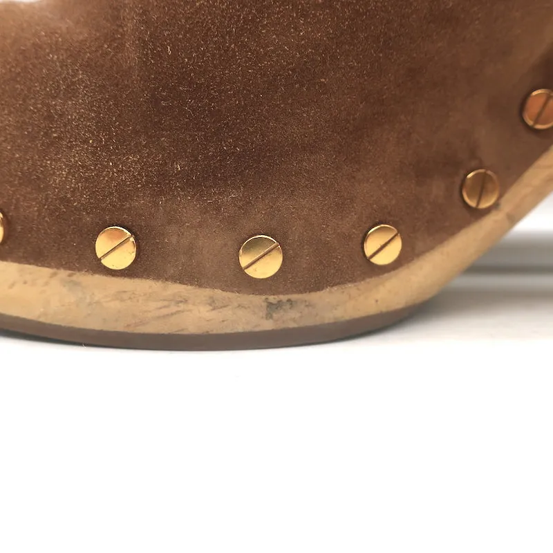 Veronica Beard Dacey Platform Clogs Brown Suede Size 10 Heeled Mules