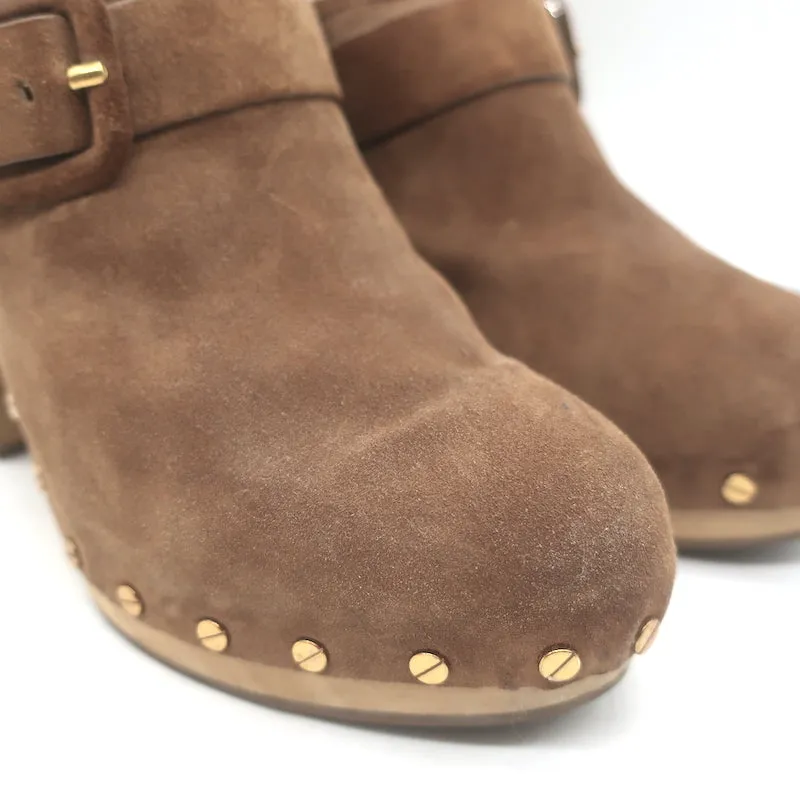 Veronica Beard Dacey Platform Clogs Brown Suede Size 10 Heeled Mules