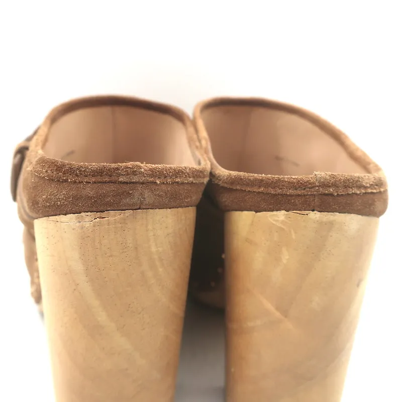 Veronica Beard Dacey Platform Clogs Brown Suede Size 10 Heeled Mules