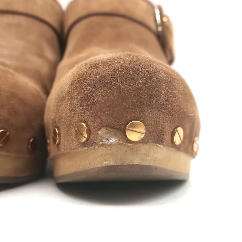 Veronica Beard Dacey Platform Clogs Brown Suede Size 10 Heeled Mules