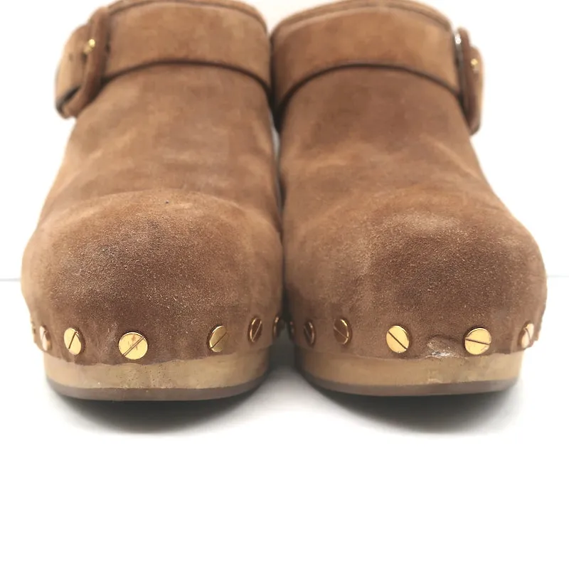 Veronica Beard Dacey Platform Clogs Brown Suede Size 10 Heeled Mules