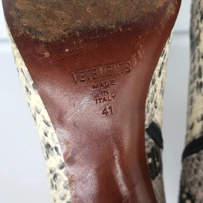 Vetements Demna Gvaslia Lighter Ankle Boots Grey Snakeskin Size 41