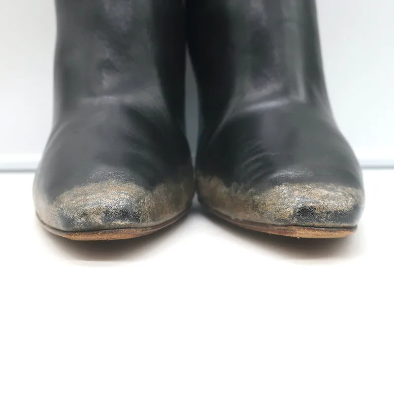 Vetements Gypsy Highlighter Heel Ankle Boots Black Distressed Leather Size 41