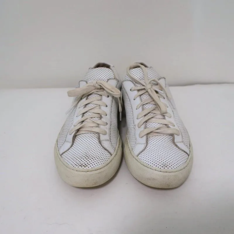 Woman by Common Projects Achilles Low Sneakers White Perforated Leather Size 38