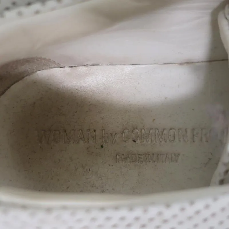 Woman by Common Projects Achilles Low Sneakers White Perforated Leather Size 38