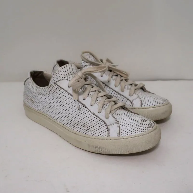 Woman by Common Projects Achilles Low Sneakers White Perforated Leather Size 38