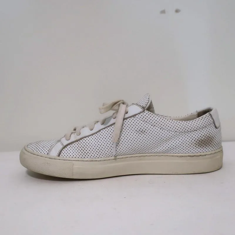 Woman by Common Projects Achilles Low Sneakers White Perforated Leather Size 38