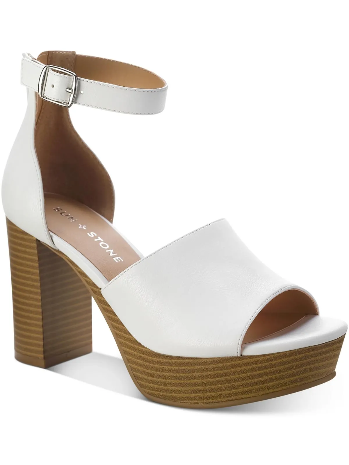 Womens Faux Leather Open Toe Heels