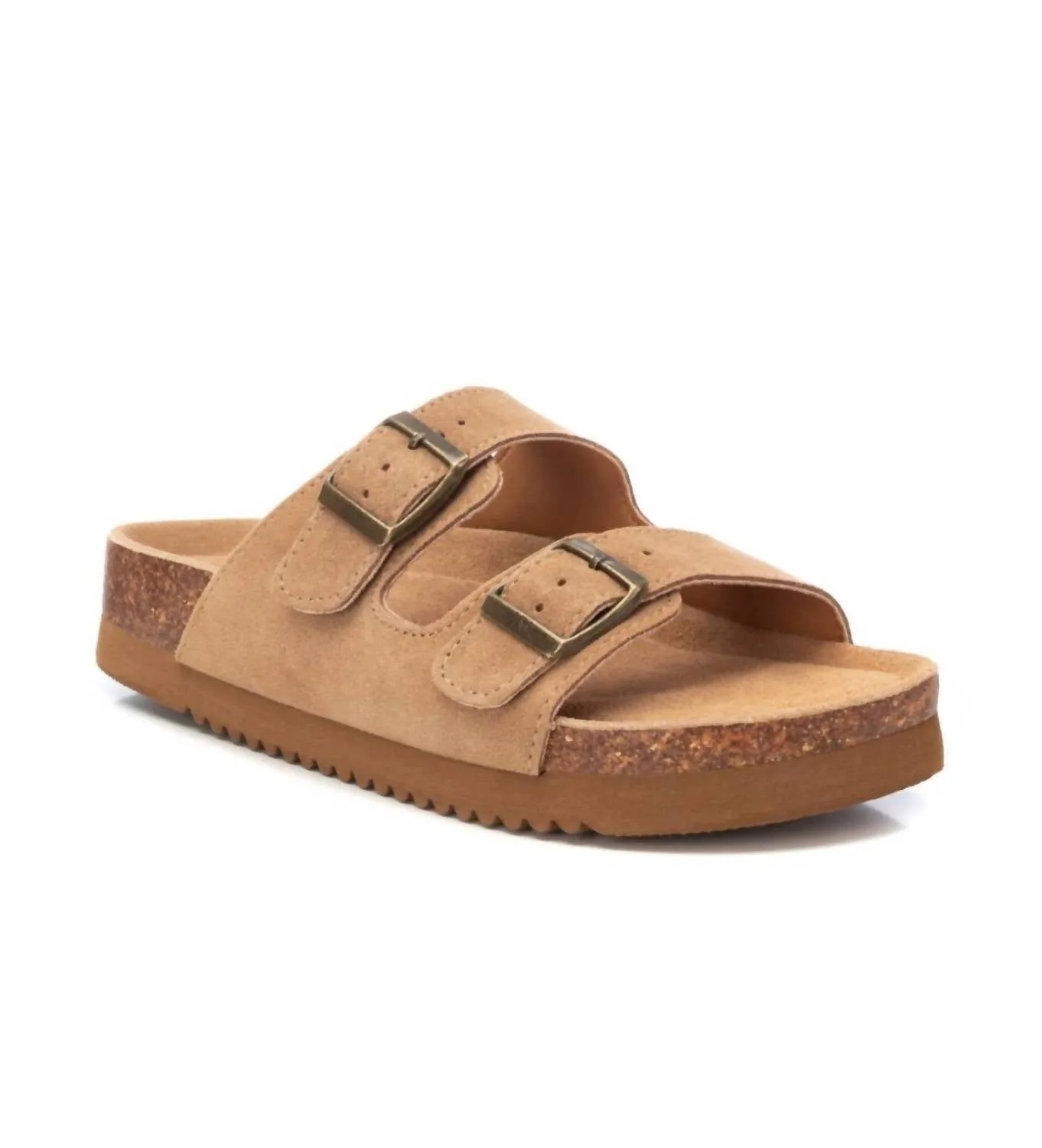Women's Flat Sandals In Camel