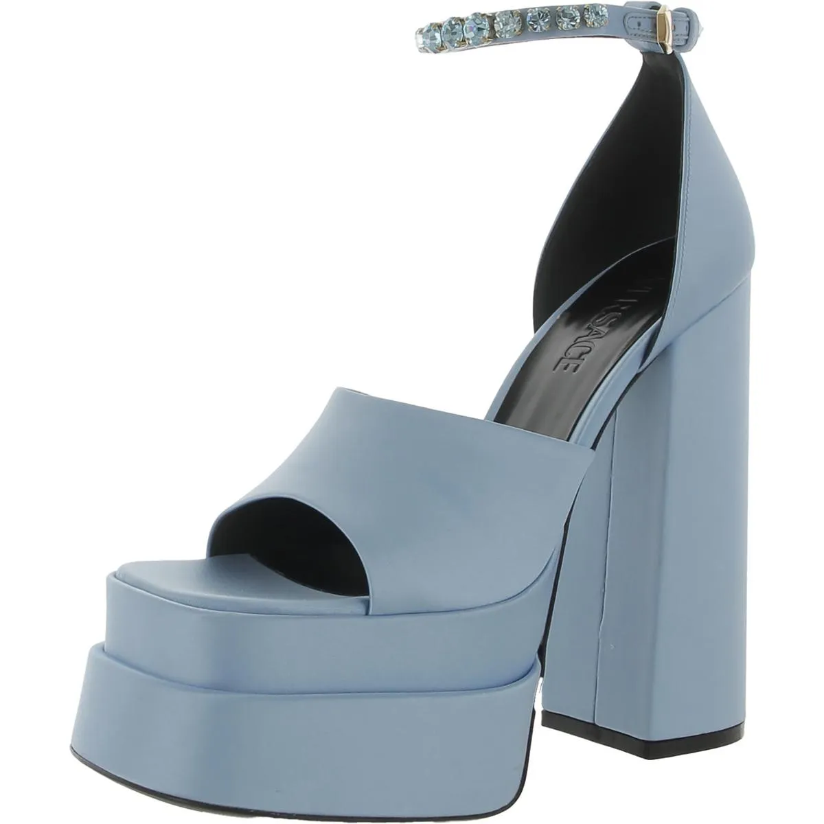 Womens Leather Ankle Strap Pumps