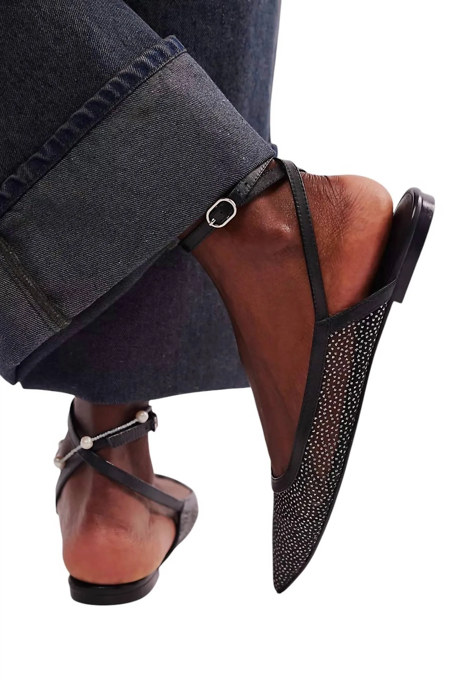 Women's Sheer Glitter Jules Flats In Black