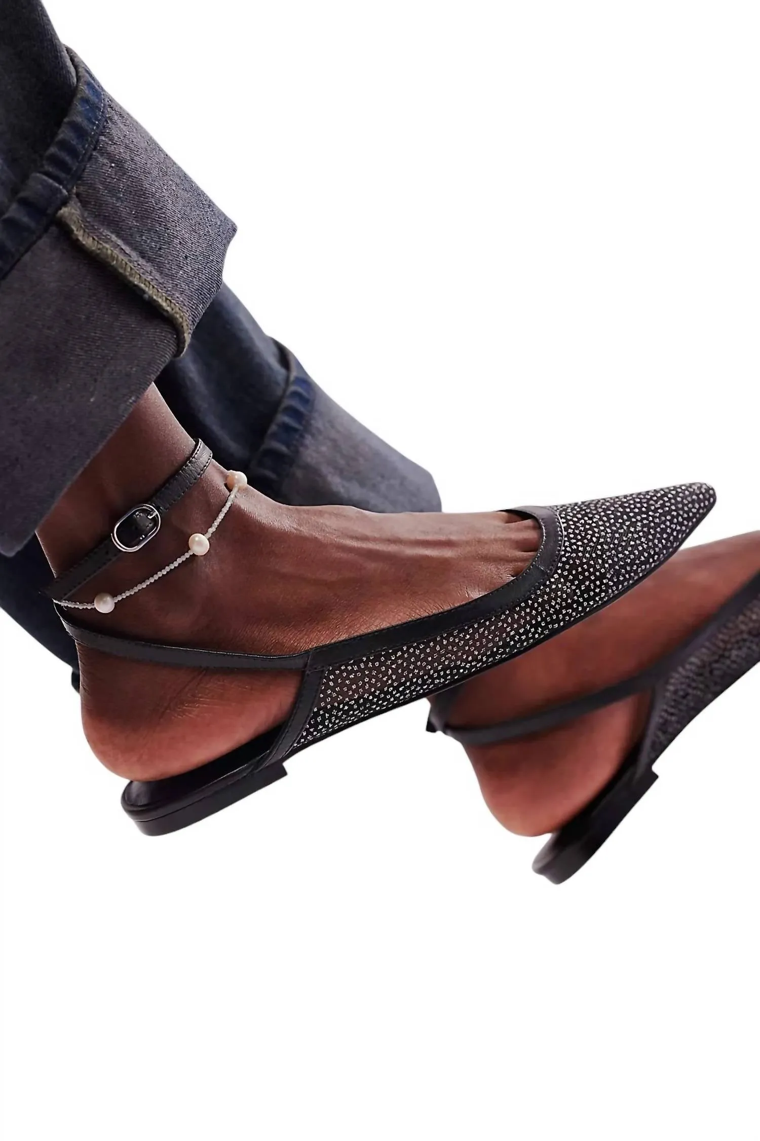 Women's Sheer Glitter Jules Flats In Black