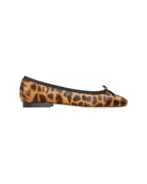 Women's Square Toe Ballet Flat In Sahara Leopard Calfhair