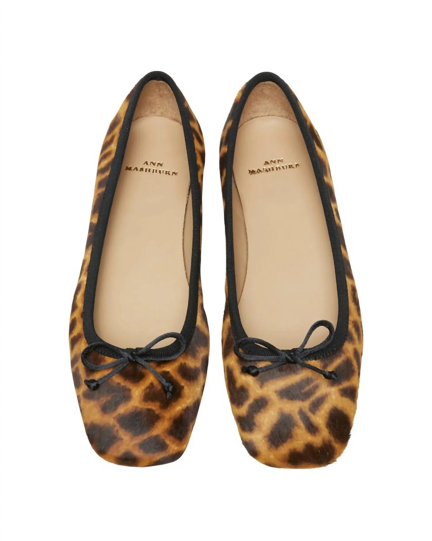 Women's Square Toe Ballet Flat In Sahara Leopard Calfhair