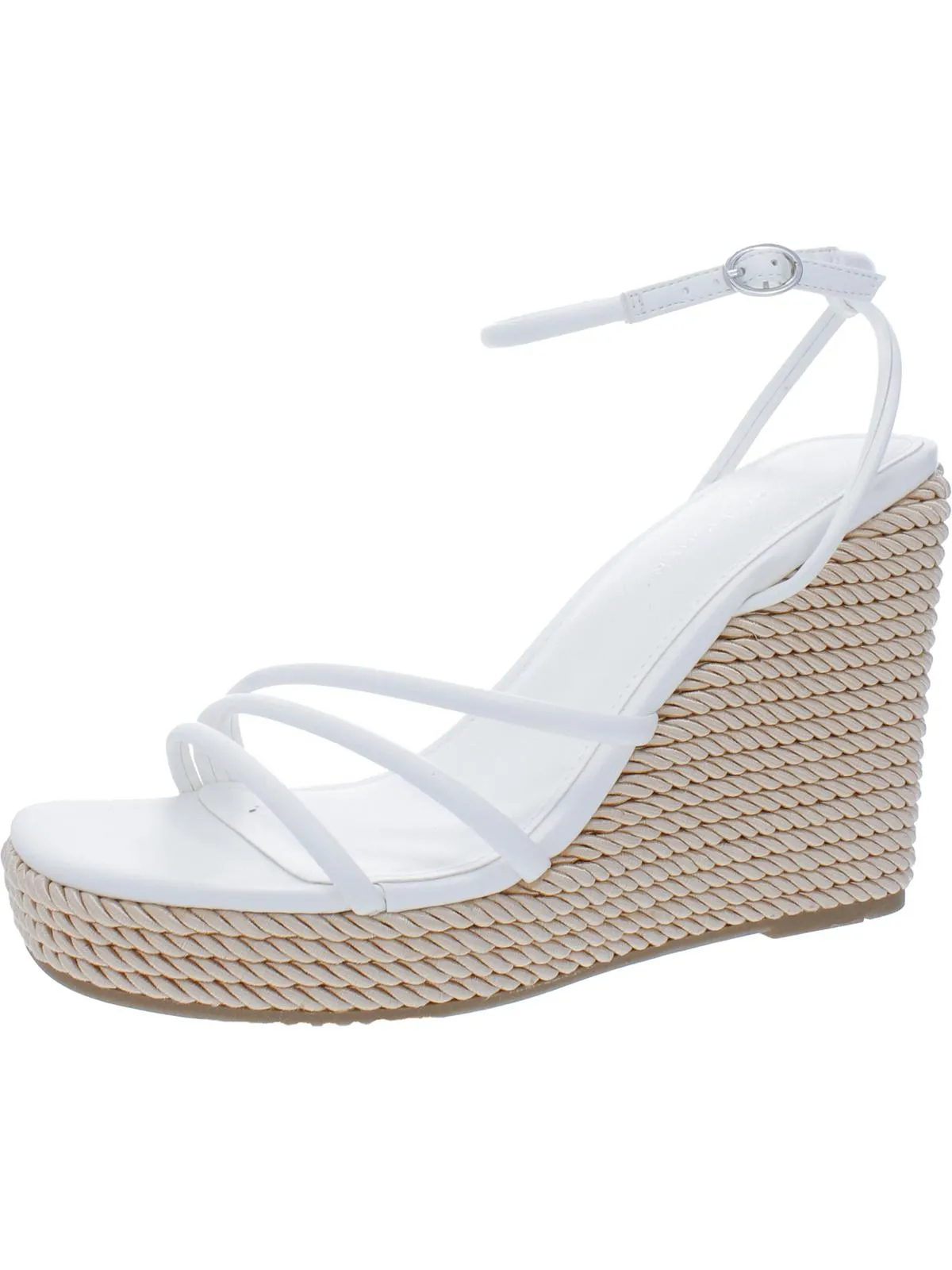 Zeki Womens Woven Ankle Strap Wedge Heels