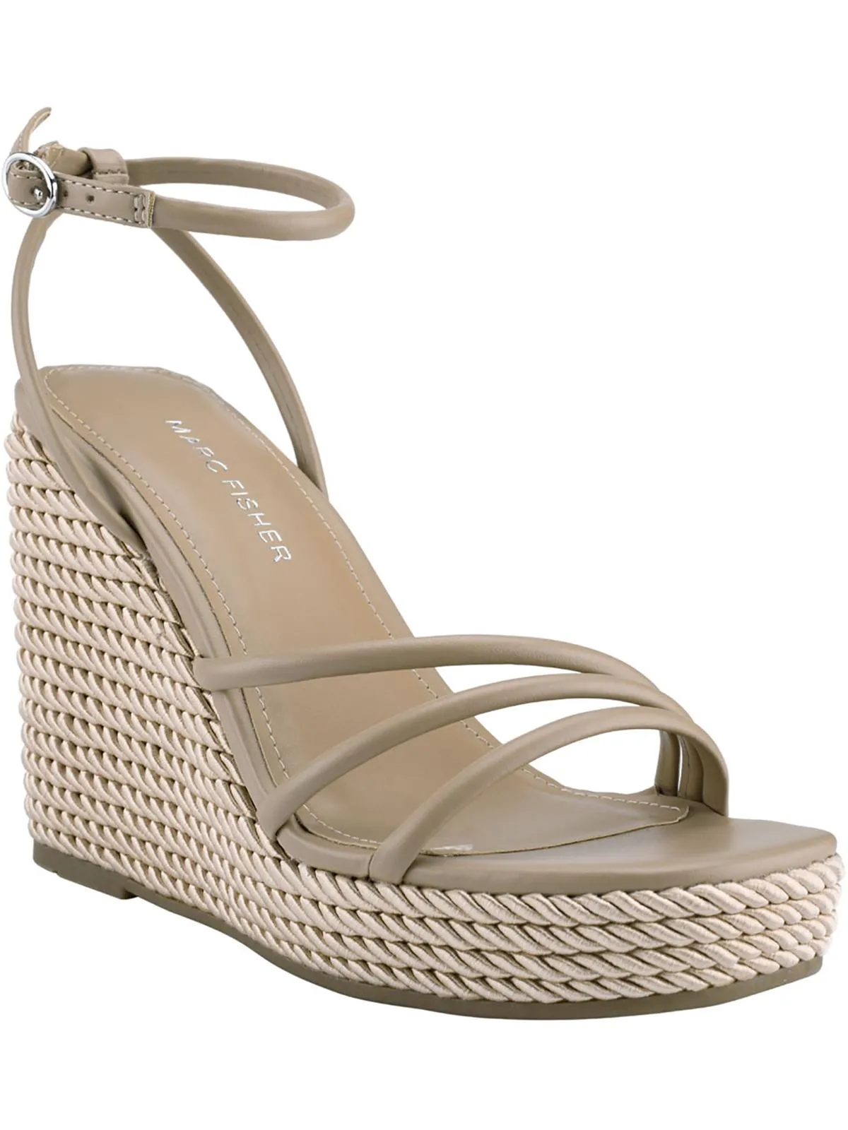 Zeki Womens Woven Ankle Strap Wedge Heels