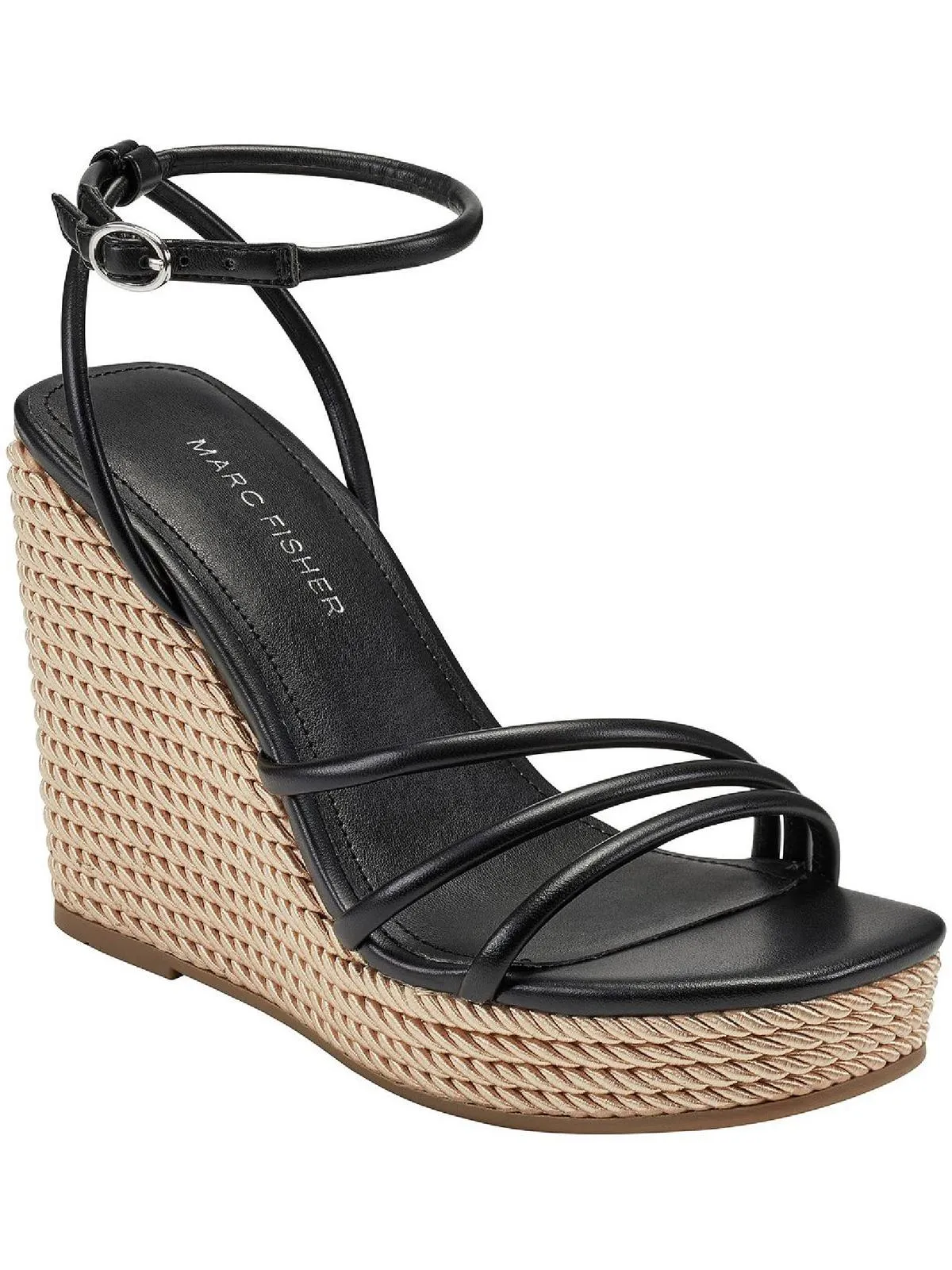 Zeki Womens Woven Ankle Strap Wedge Heels